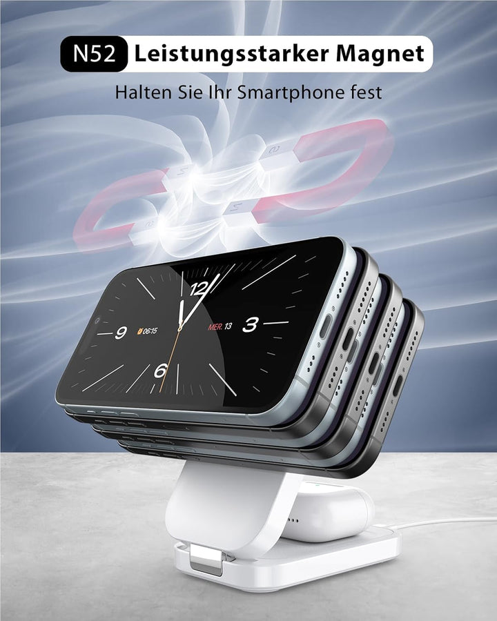Ladestation kompatibel mit App1e Watch und iPh0ne,Super Tragbar Magsafe Ladegerät für iPh0ne 16 15 1