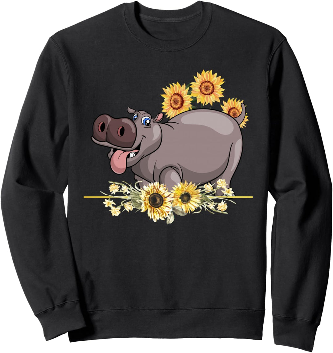 Afrika Tier Nilpferd Kinder Geschenk Sonnenblumen Hippo Sweatshirt