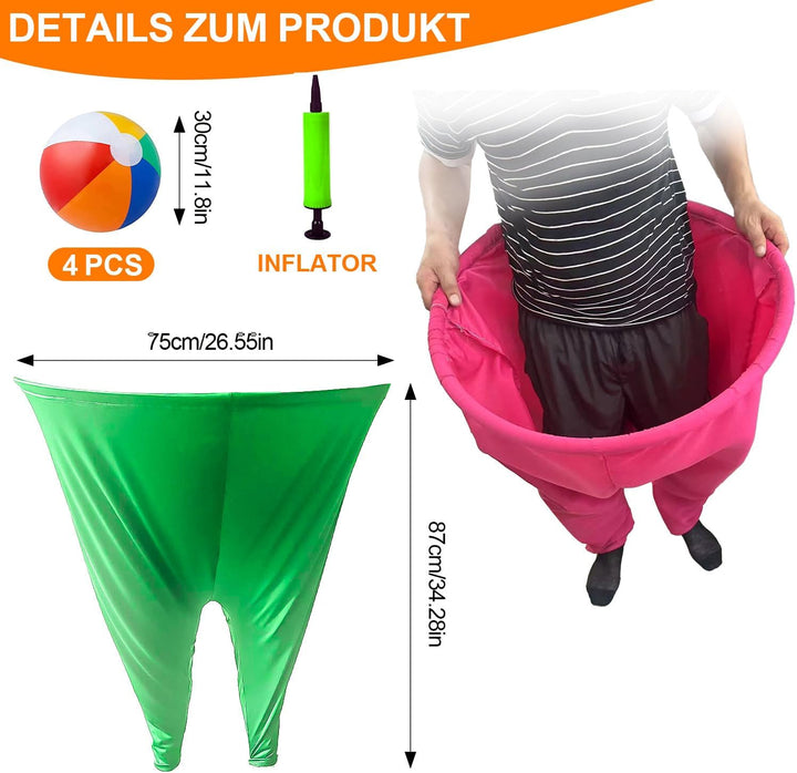 2 Stück Oma-Hosen-Terrassenspiel, Wurfspiel Outdoor, mit 4 × Hüpfbällen und 1 × Ballonpumpe, Jumbo-H