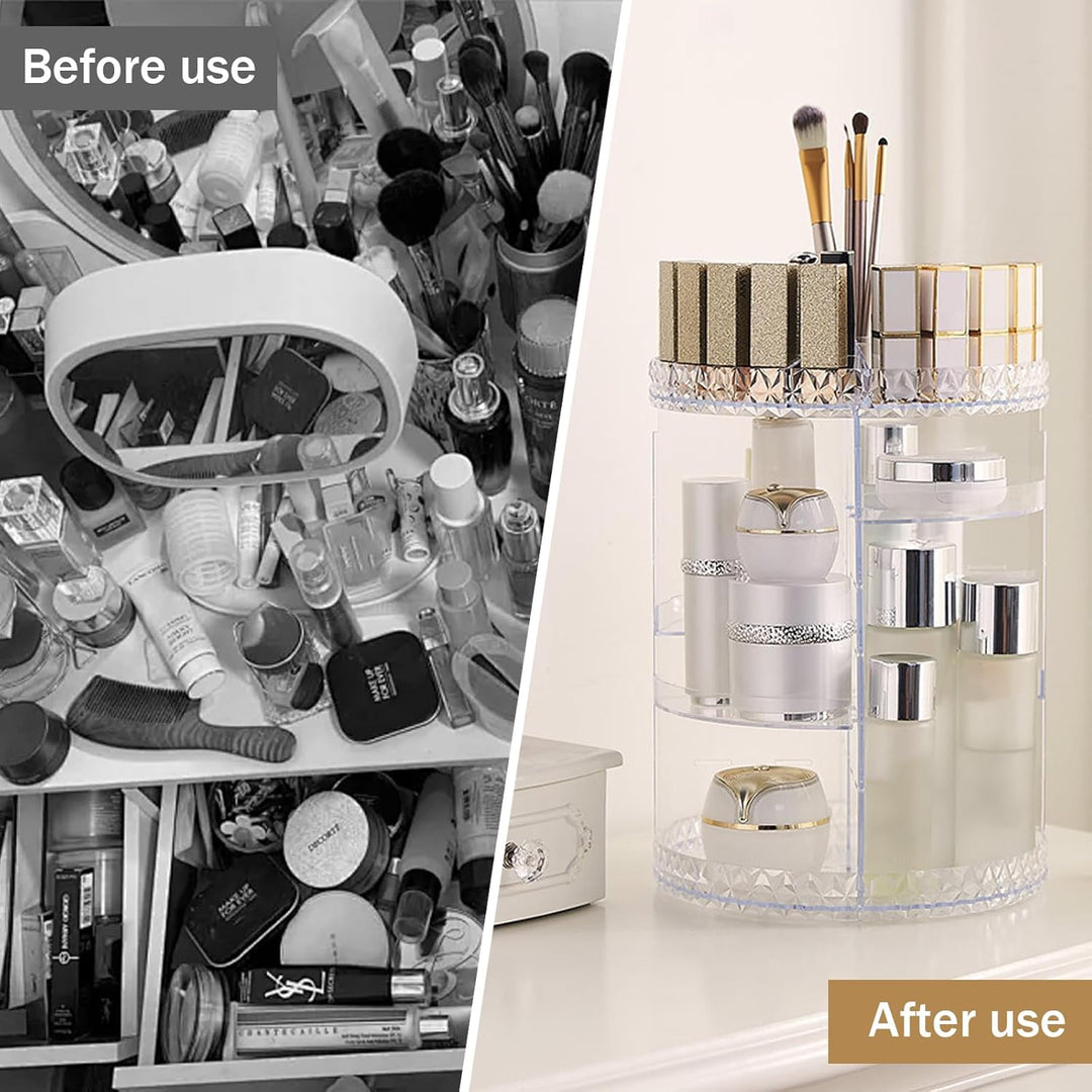 360 Grad drehbarer Make-up-Organizer, Acryl Make-up Organizer für Parfüm Kosmetik Lippenstift, gross