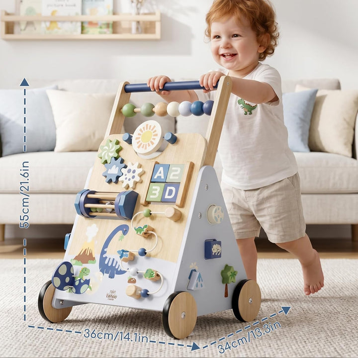 Lehoo Castle Lauflernwagen Holz mit Bremse, Dinosaurier Laufwagen ab 1 Jahr | Einstellbare Bremse, 9