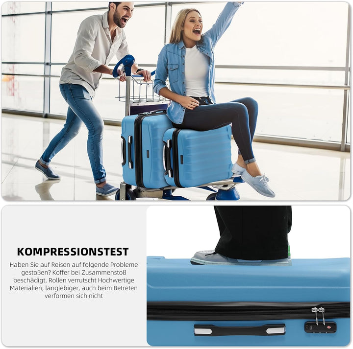 BEIBYE TSA-Schloss 2080 Zwillingsrollen 3 TLG. Reisekofferset Koffer Kofferset Trolley Trolleys Hart