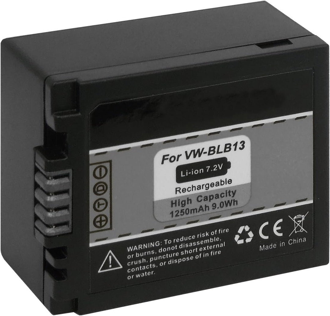 Ersatz-Akku + Ladegerät (KFZ, Netz) kompatibel mit Panasonic DMW-BLB13, BLB13E für Lumix DMC-G1, G2,