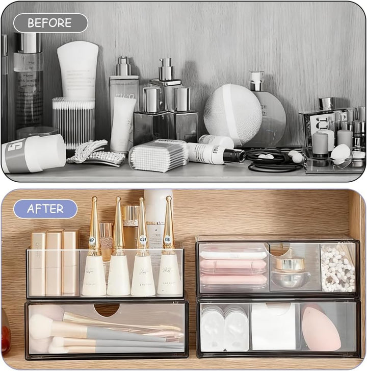 3 Stück Acryl Schmink Organizer Schminktisch Make up Organizer Kosmetik Makeup Organizers Schubladen