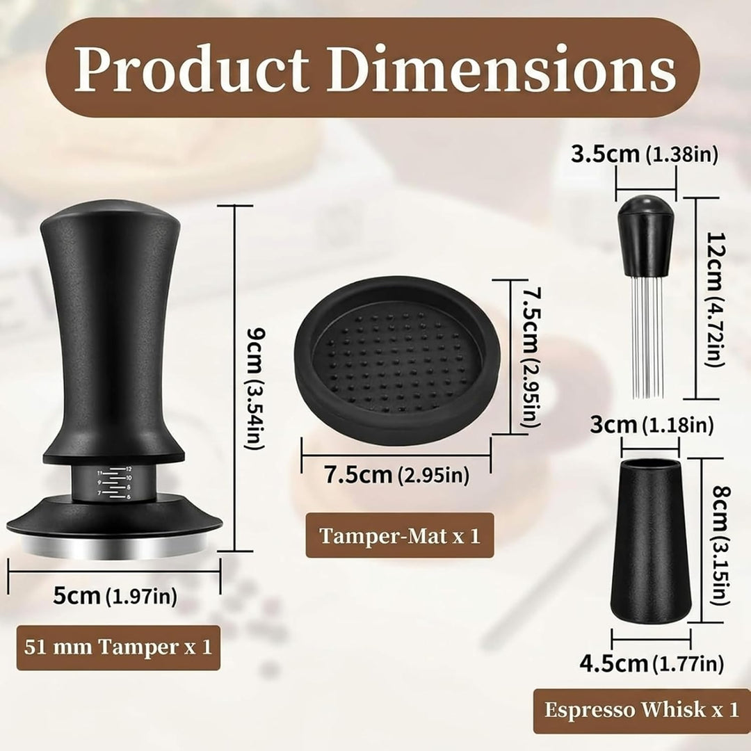 Kaffee Tamper 51mm, Espresso Tamper 51mm, Kaffeetamper und Verteilerwerkzeug mit feinen Nadeln, Sieb