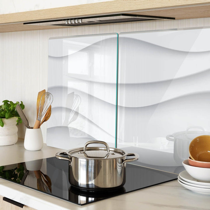 Tulup Schneidebrett Abdeckung Spritzschutz 2x40x52 cm Kochplattenabdeckung Weiss Herdabdeckplatte Ge