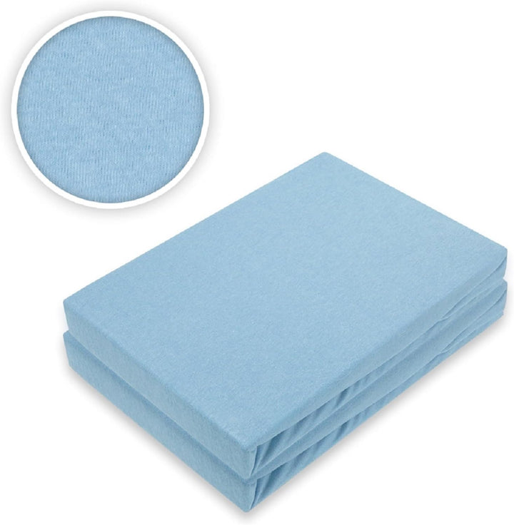 EXKLUSIV HEIMTEXTIL Jersey Spannbettlaken Doppelpack Rundumgummizug 200 x 220 cm Hellblau Hellblau 2