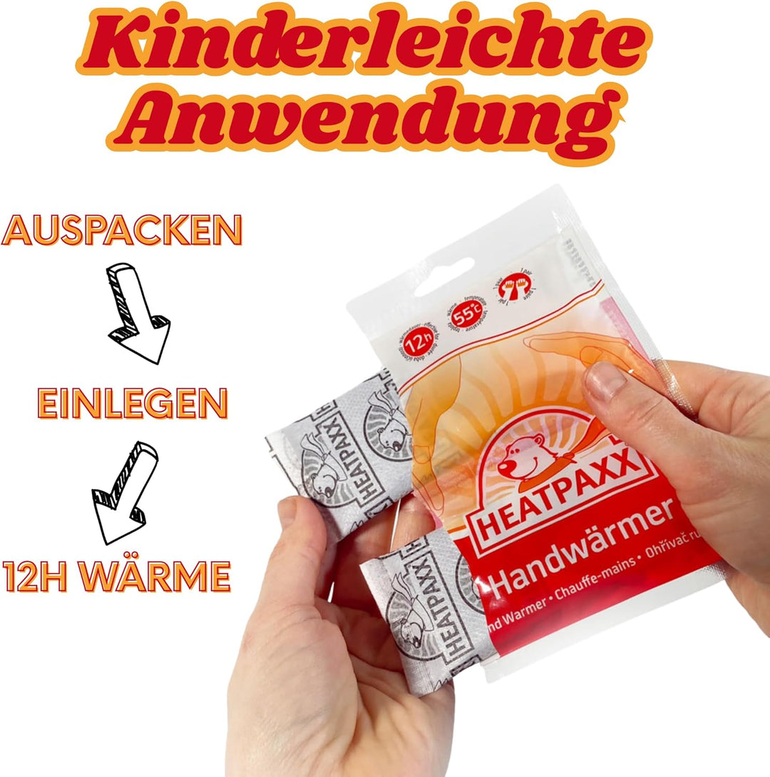 HeatPaxx Handwärmer | 5, 10, 15 oder 40 Paar | EXTRA WARM | Handliche Taschenwärmer, Wärmekissen für