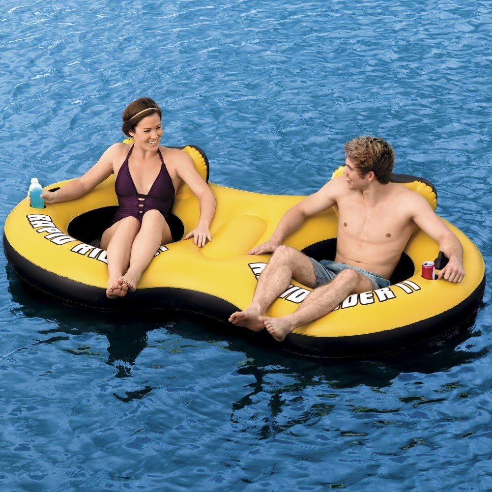 Bestway Doppel-Schwimmringsessel "Rapid Rider X2 Tub" 251 x 132cm, 43113-BEUX16GL02, Gelb - Weiss -