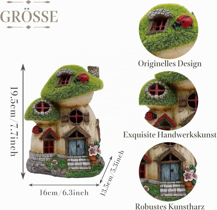TERESA'S COLLECTIONS Gartendeko für Draussen,Gartendekoration, Feenhaus Gartendeko,feengarten,Pilz,