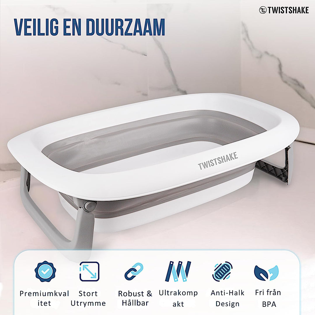 Twistshake faltbare und rutschfeste Babybadewanne | Ergonomisch zusammenklappbar und sicher | Tragba