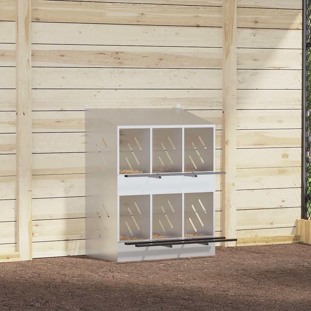 Hühner-Nistkasten mit 6 Fächern aus verzinktem Stahl für langlebigen Schutz und einfache Reinigung,
