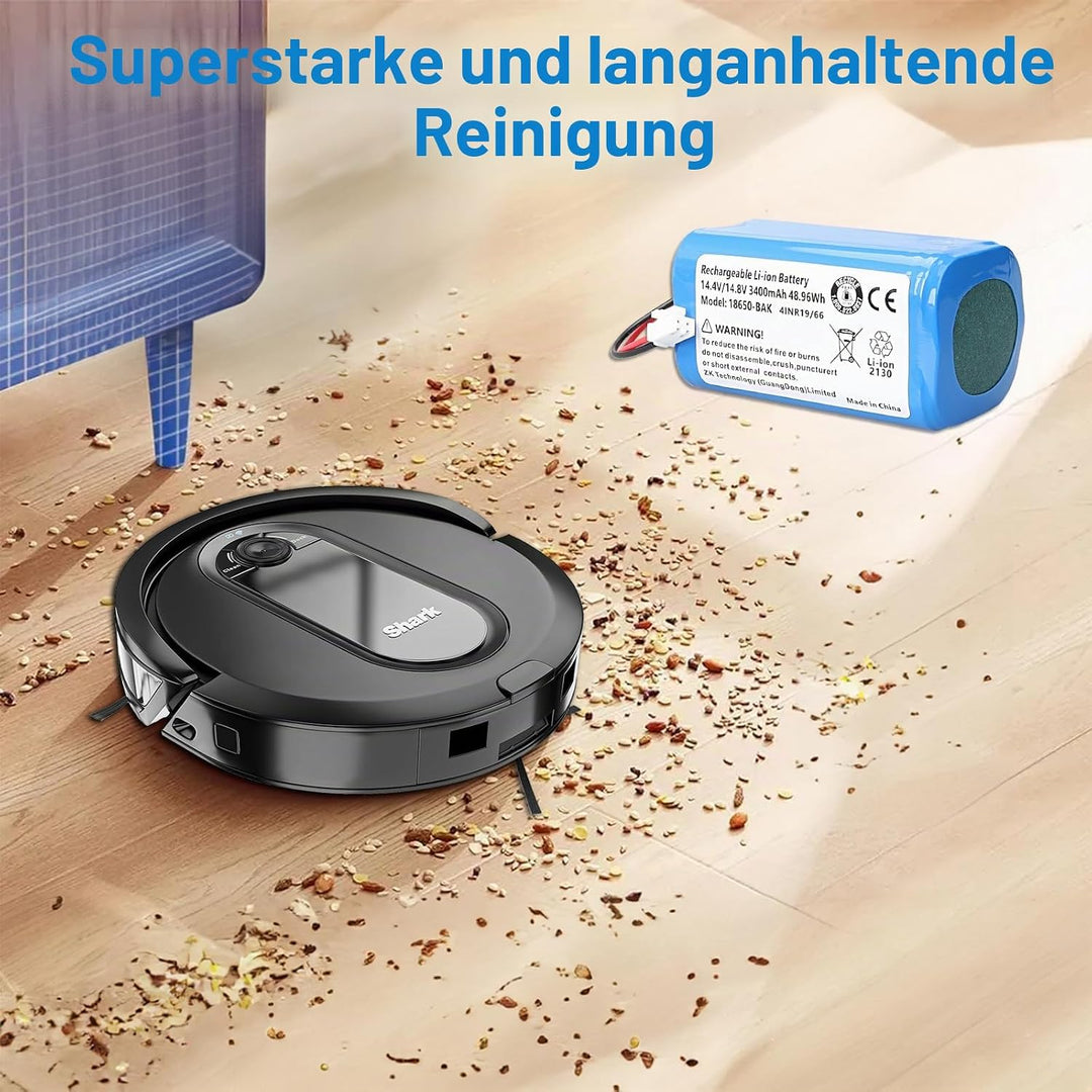 14,4 V 3400 mAh 48,96 Wh Li-Ionen-Ersatzakku, kompatibel mit Shark Ion Robot RV1001AE, R75, R85, S87