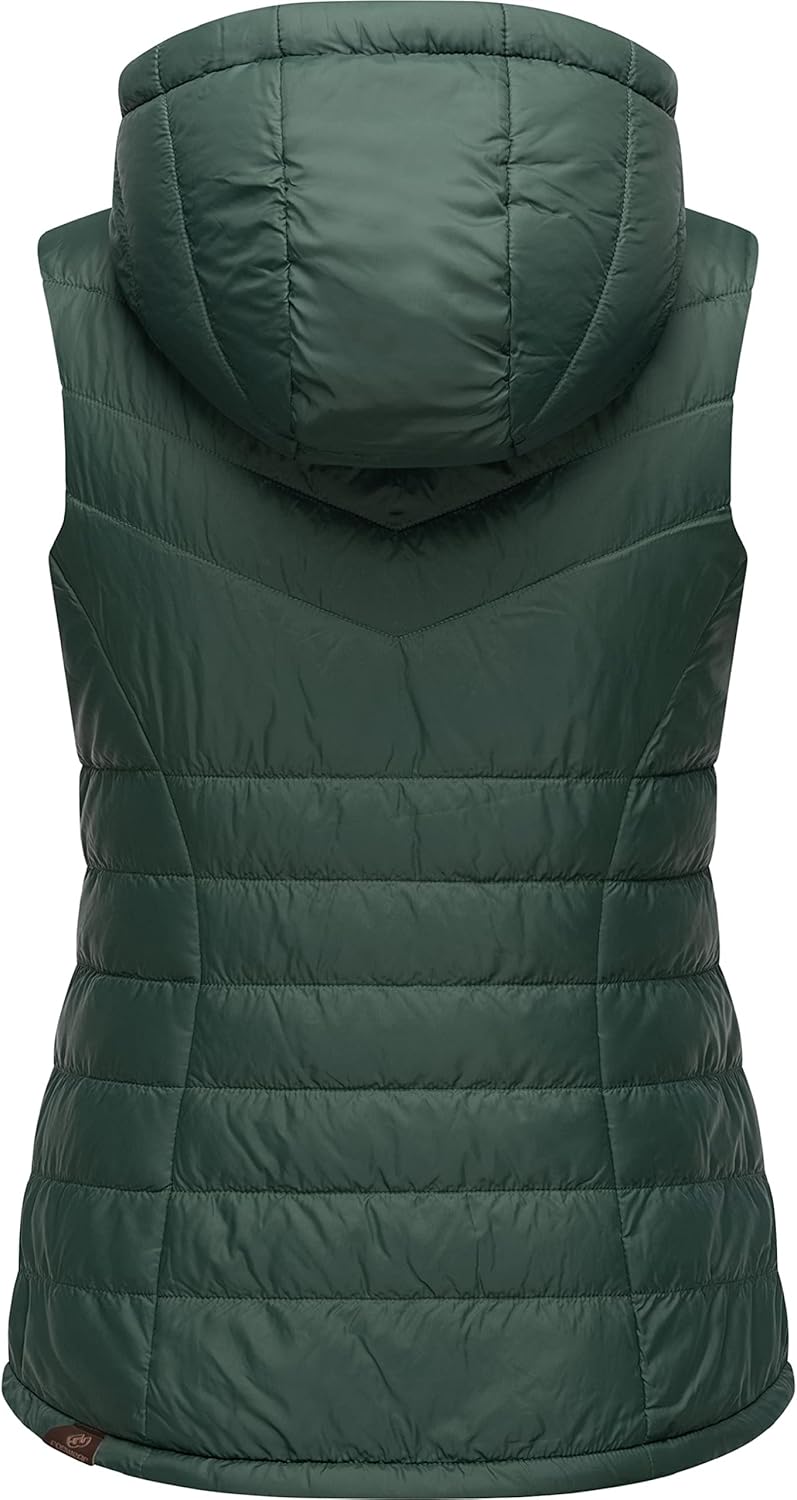 Ragwear Damen Winterjacke warme Steppweste mit Kapuze Lucinda Vest XS-XXL XL Dark Green, XL Dark Gre