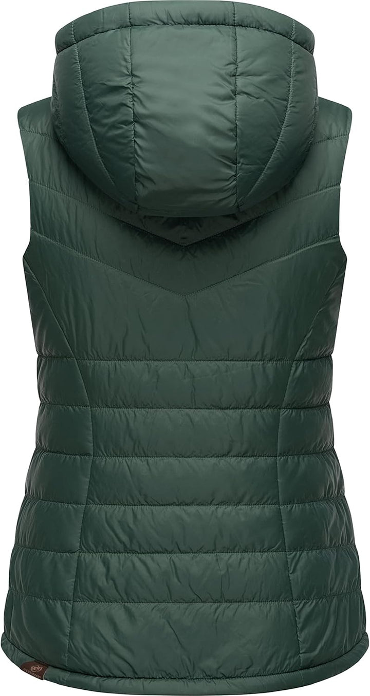 Ragwear Damen Winterjacke warme Steppweste mit Kapuze Lucinda Vest XS-XXL XL Dark Green, XL Dark Gre