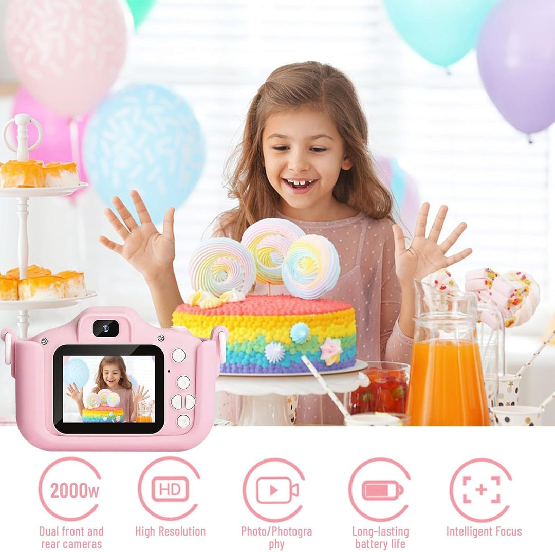 Kinderkamera 1080P HD mit 2-Zoll-Bildschirm – Digitalkamera für Kinder mit 32 GB Speicherkarte, USB