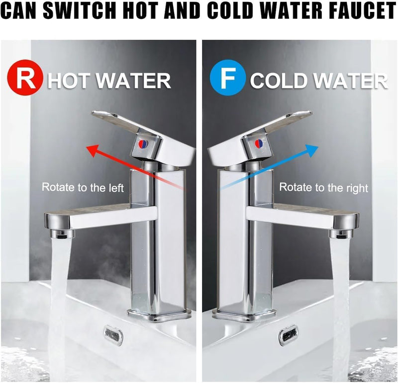 Wasserhahn Bad, Warm- und Kaltwasserhahn Waschtischarmatur Silber, Armatur Mischbatterie Waschbecken