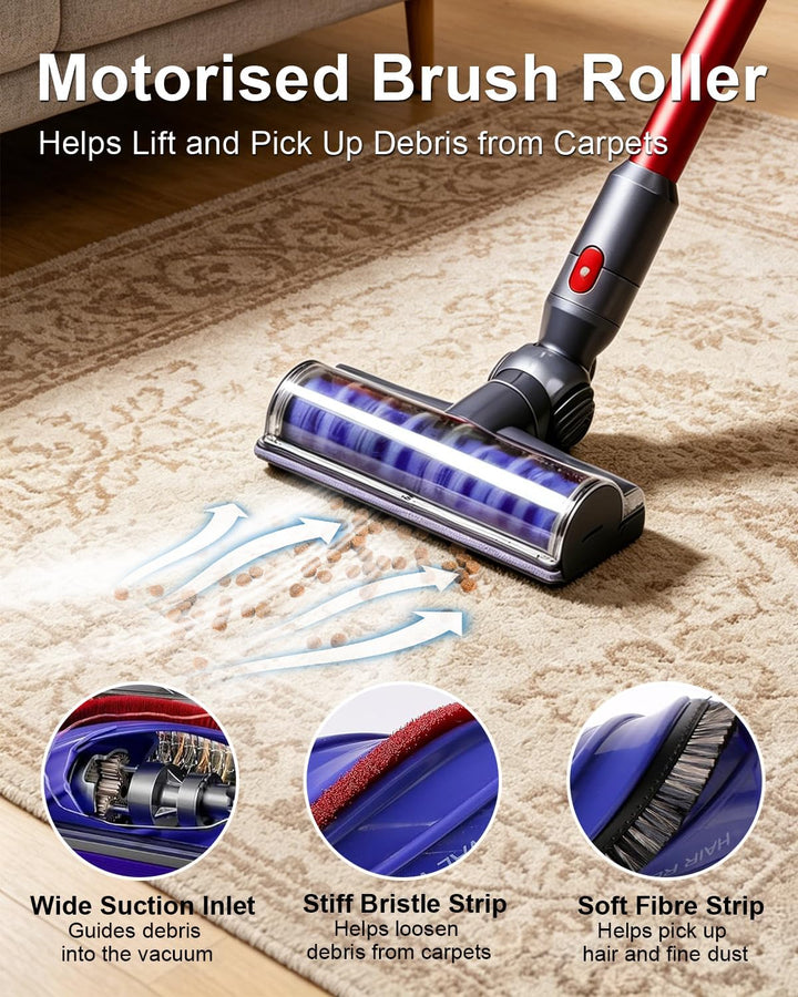 Waitley Bürste kompatibel mit Dyson V7 V8 V10 V11 V15 Staubsauger, Elektrische Bürste mit LED-Leucht
