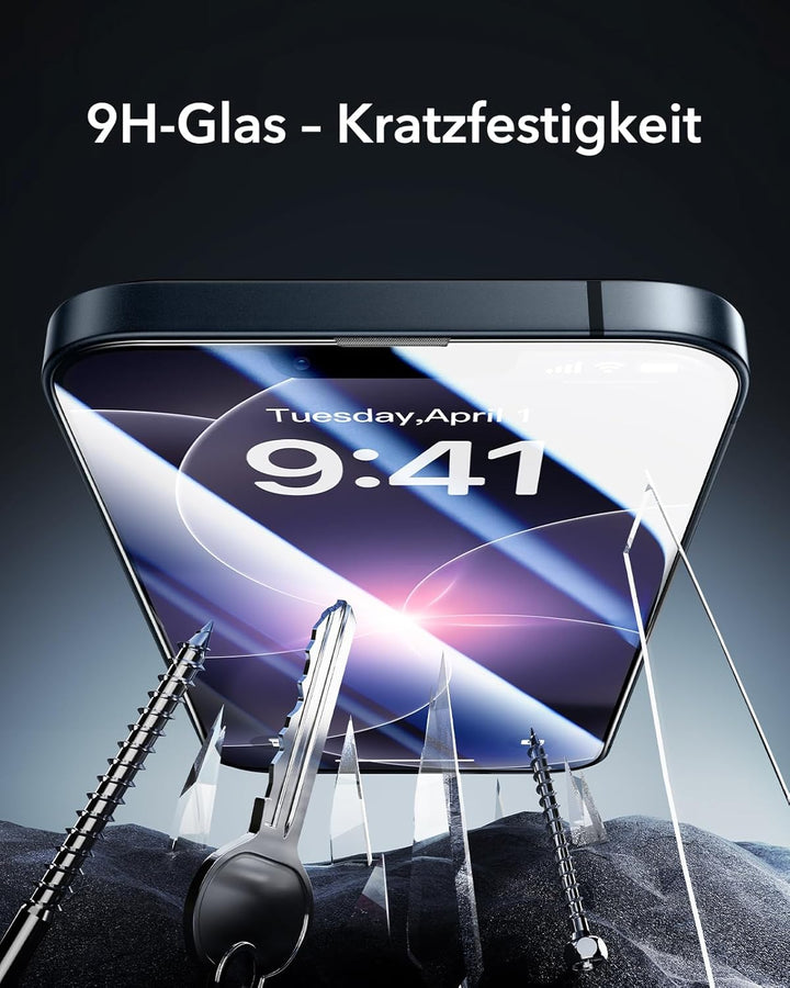ESR für iPhone 14/13/13 Pro für Panzerglas, 9H+ Displayschutzfolie aus gehärtetem Glas 3 Stück, blas