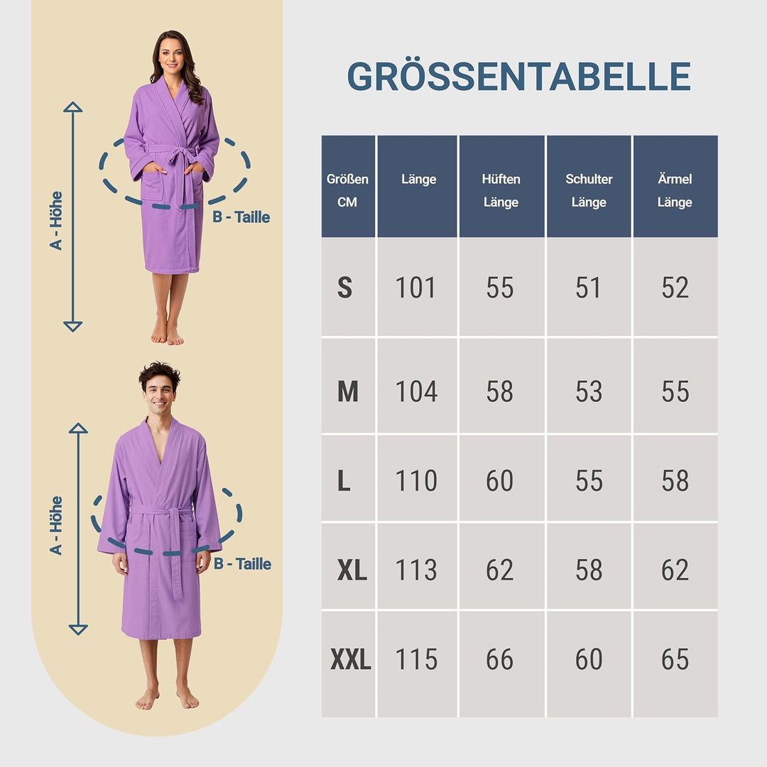 Dorian Home Bademantel aus Mikrofaser für Herren und Damen, Unisex, mit praktischen Taschen und Kapu