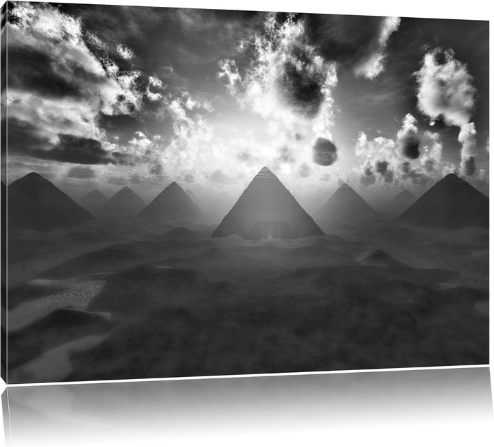 Pixxprint Pyramiden beim Sonnenuntergang als Leinwandbild/Grösse: 100x70 / Wandbild/Kunstdruck/ferti
