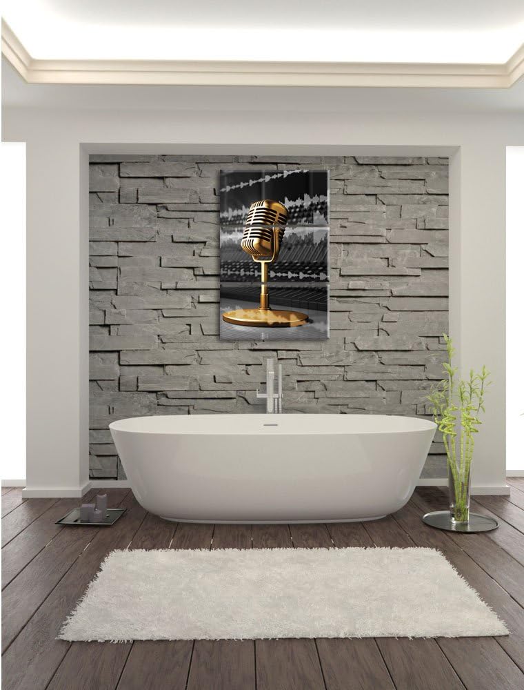 Pixxprint Cooles Musikstudio schwarz/weiss als Leinwandbild | Grösse: 3 Teilig (120x80) | Wandbild|