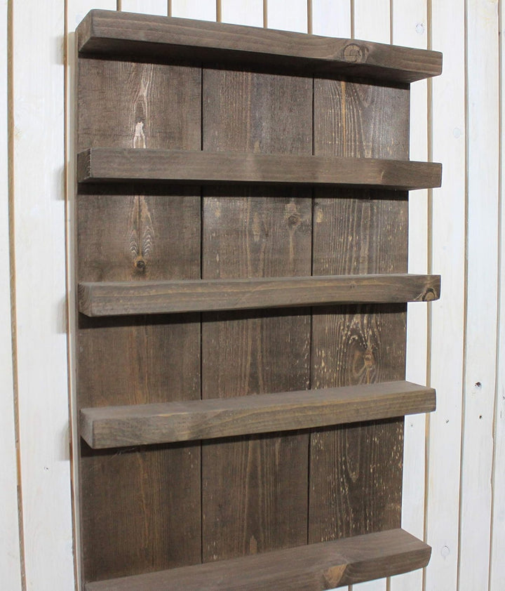 Dekorie Gewürzregal aus Holz - für die Wand oder stehend - Braun - 5 Stellflächen - 90 x 60 x 12 cm