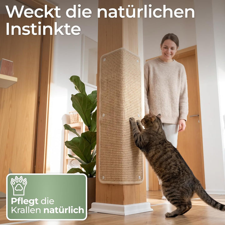WOOWOOD Kratzmatte Katze für Wand 2er Set, 60x25 cm, Sisal, Beige-Natur | Sisal, 2er Set je 60x25 cm
