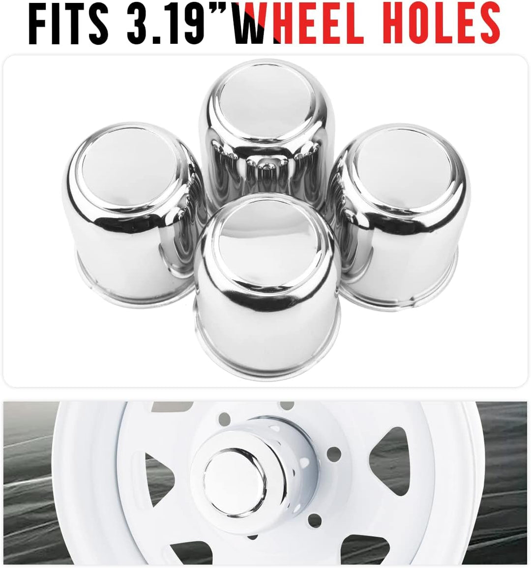 RhinoTuning 4 Stück 3.19in aufsteckbare mittelkappen Aluminium-nabendeckel passend für 81mm LKW-Anhä