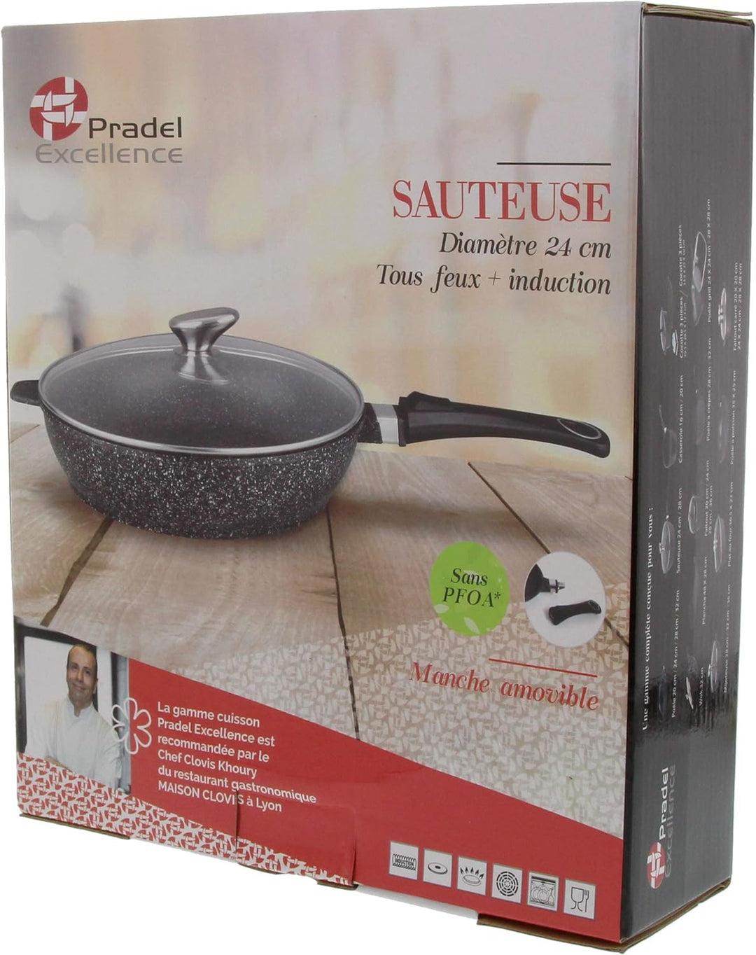 Pradel Excellence 52391M Schmorpfanne in Stein-Optik für alle Herdarten, inklusive Induktion 24 cm