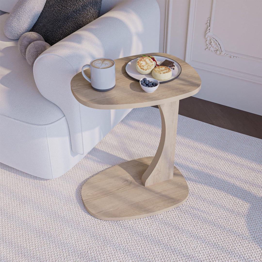 sugodesign Beistelltisch Couch mit Rollen, Kleiner Beistelltisch C-Form, Sofatisch in stylischer Smo