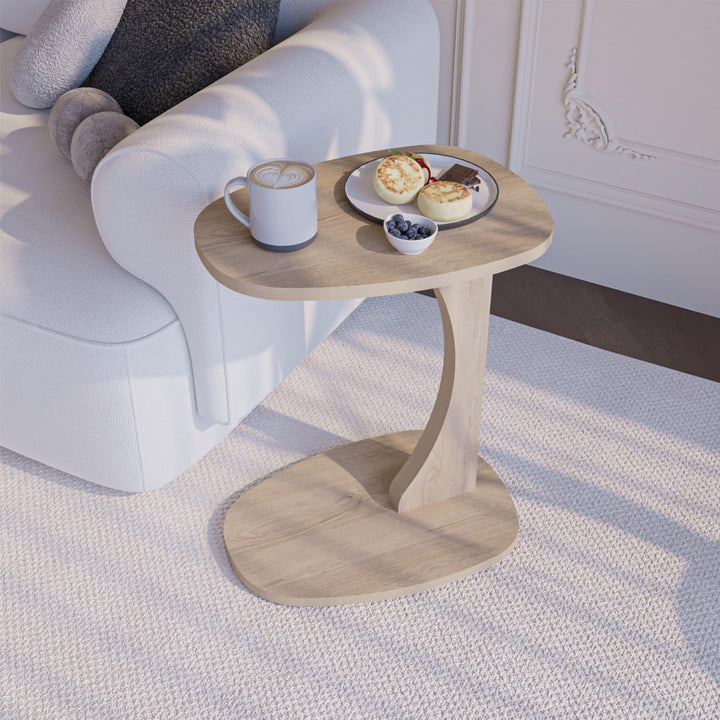 sugodesign Beistelltisch Couch mit Rollen, Kleiner Beistelltisch C-Form, Sofatisch in stylischer Smo