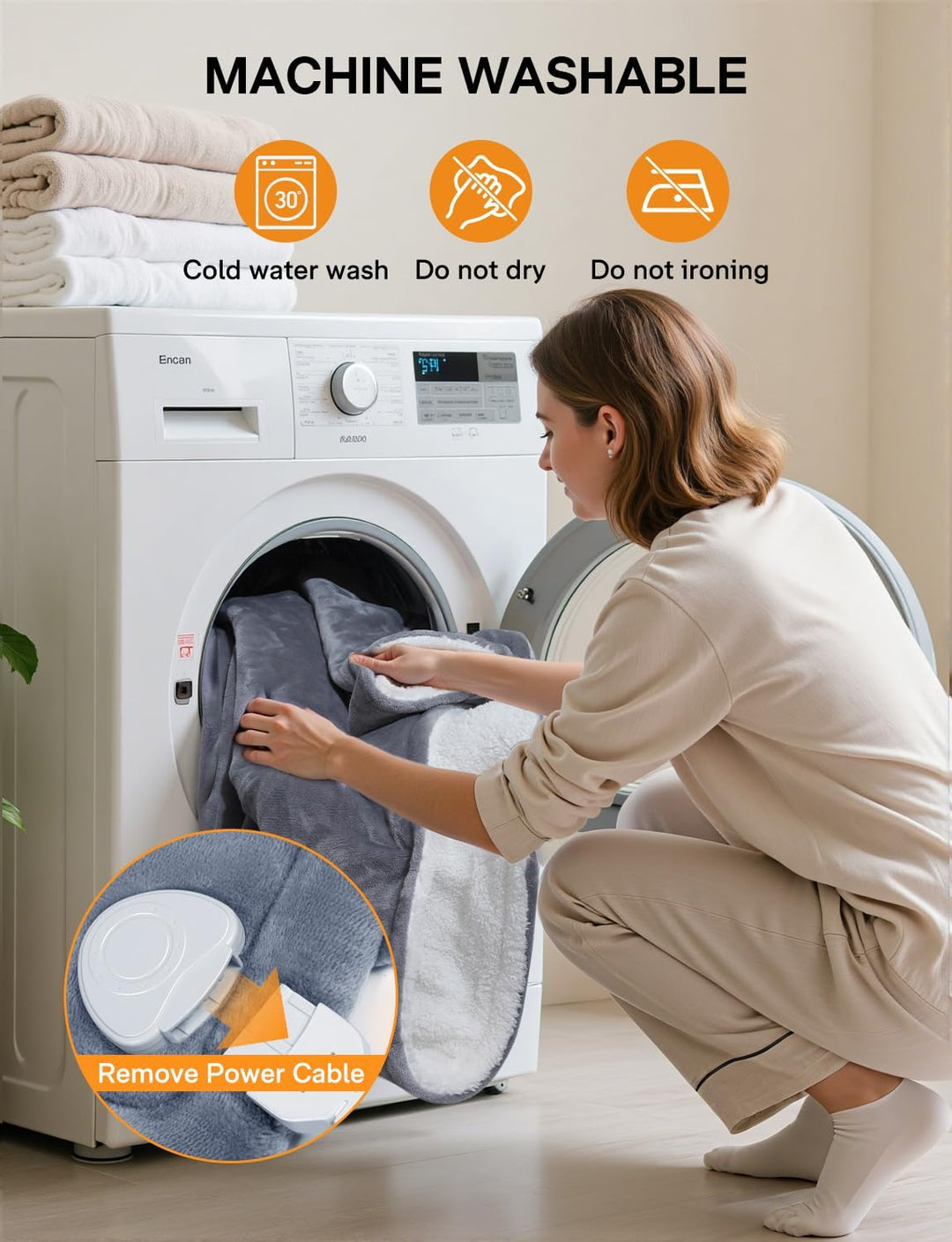 ALLJOY Heizdecke mit Abschaltautomatik 200x180cm, Elektrische Wärmedecke & 9 Heizstufen, 1-9H Timer,
