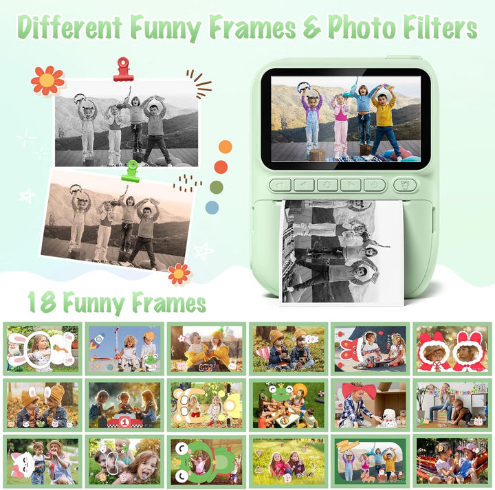 Gofunly Sofortbildkamera Kinder, 3.0 Zoll Bildschirm Kinderkamera Sofortbildkamera mit 32GB Karte &