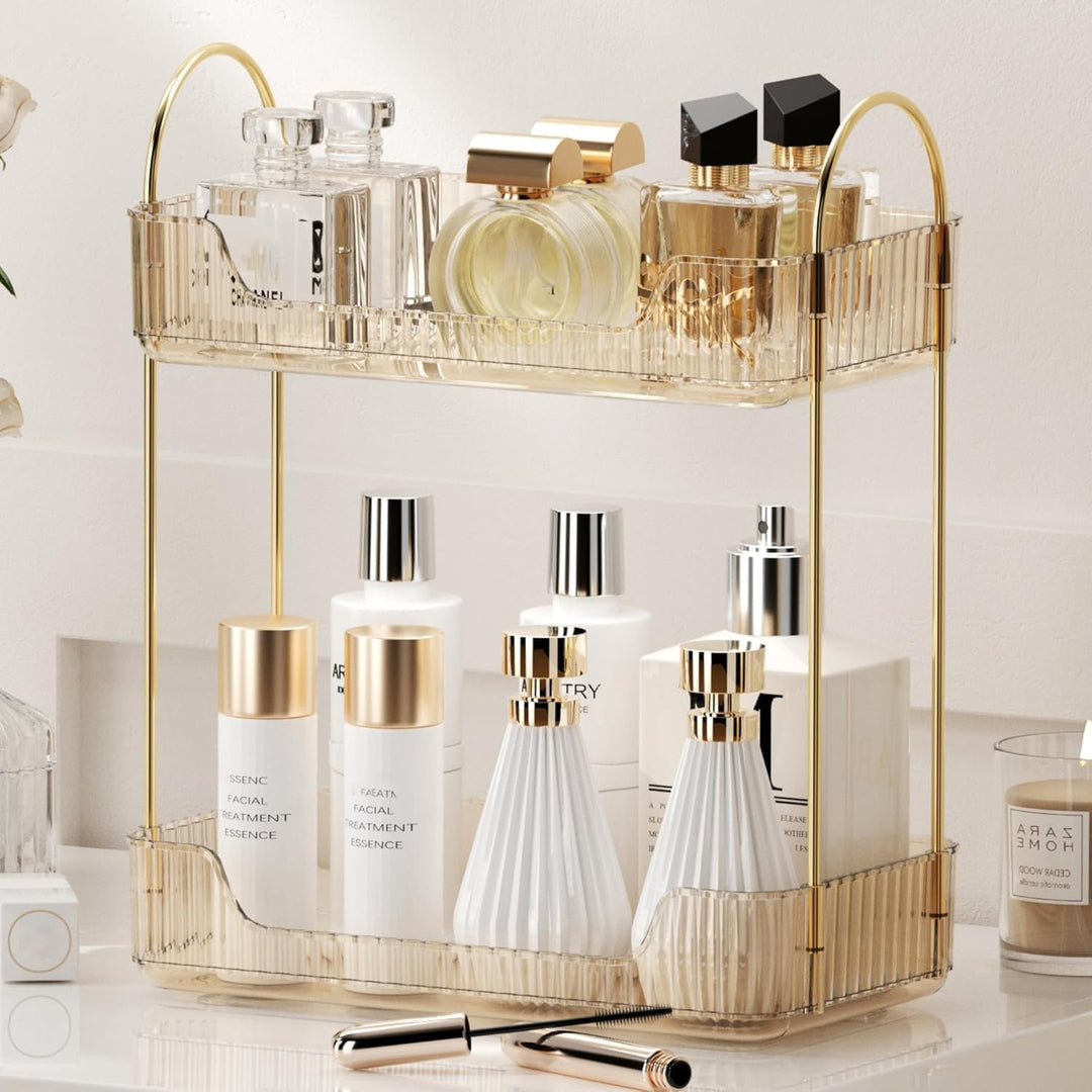 Makeup Organizer, Kosmetik Organizer 2 Ebenen, Cosmetics Beauty Organizer, Skincare Organizer, Badez