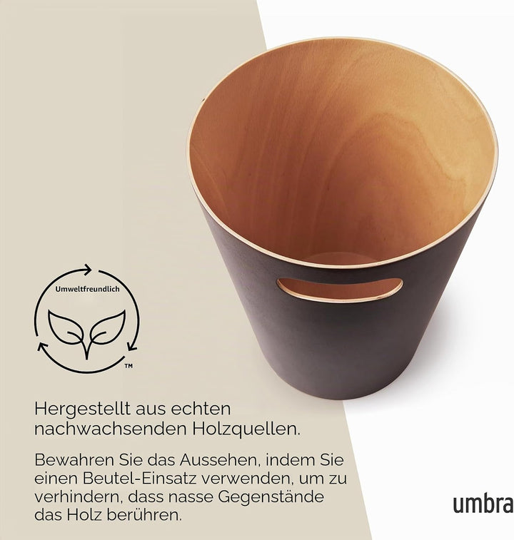 Umbra Woodrow Abfalleimer Holz, 7, 5l, Espresso/Natur, Espresso