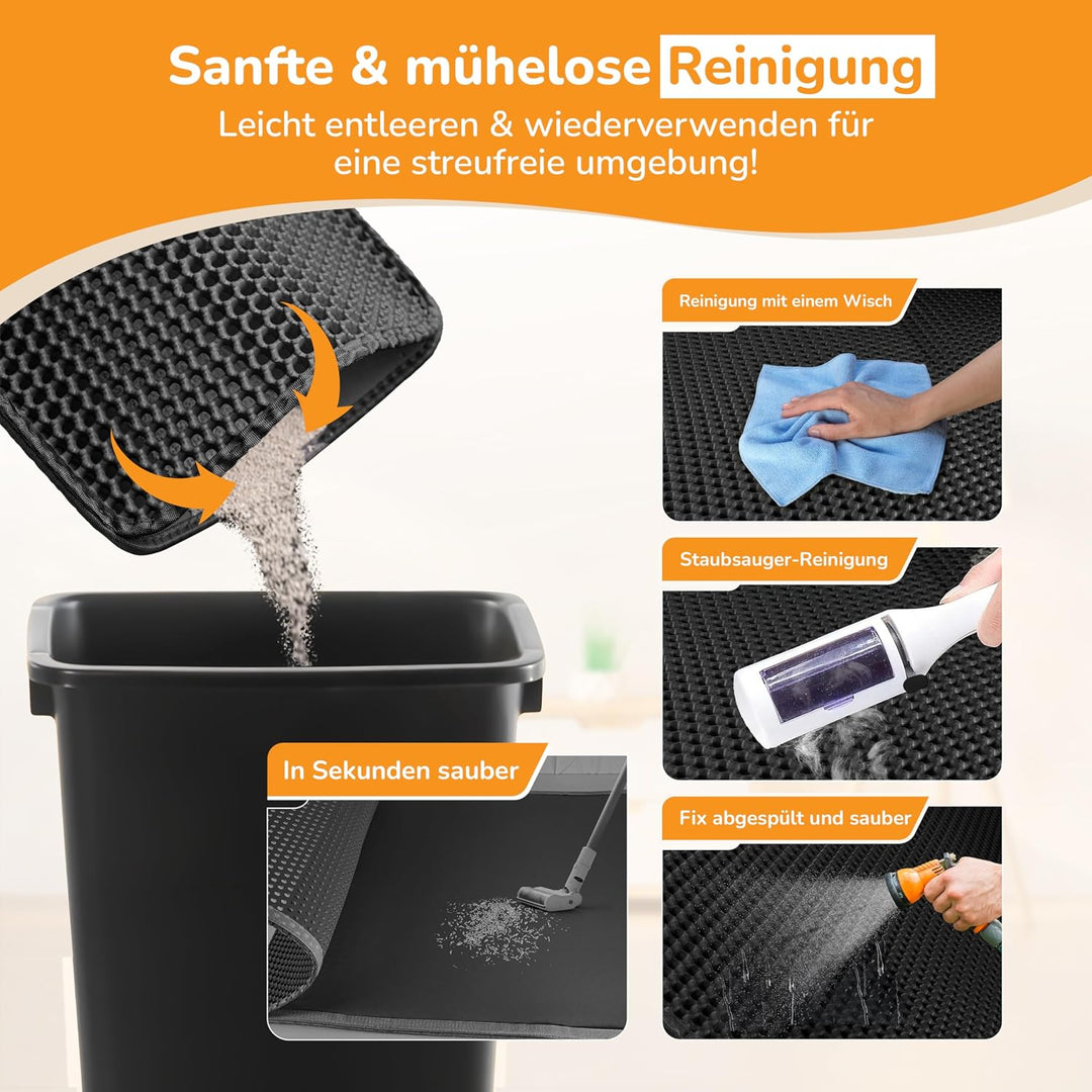 LINUMA® Katzenklo Matte 90x76cm, Katzenstreu Matte, Katzenmatte Katzenklo, Matte Katzenklo Unterlege