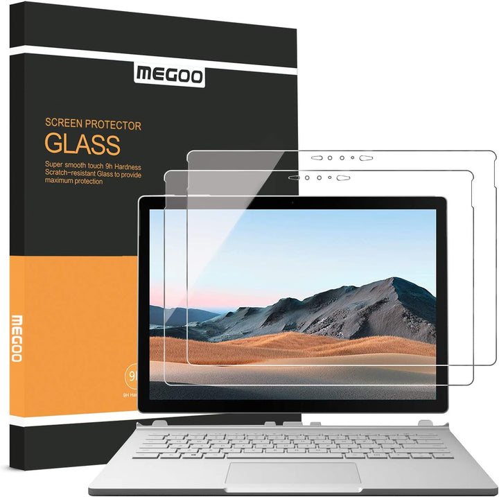 MEGOO [2 Stück] Glas-Displayschutzfolie entworfen für Surface Book 3 13,5 Zoll, ultraklar/hohe Reakt