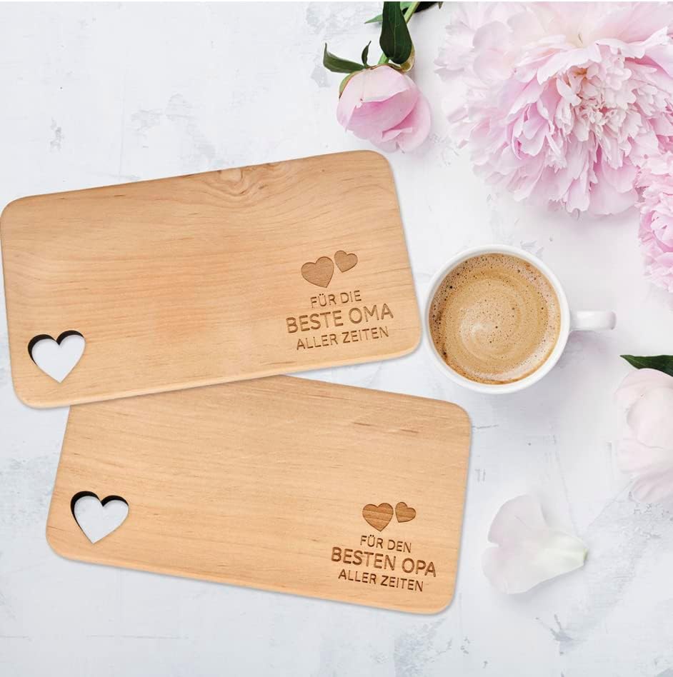 Spruchreif | 2er Set Frühstücksbrettchen mit Gravur „Oma“ & „Opa“ | Perfekte Geschenkidee für Grosse