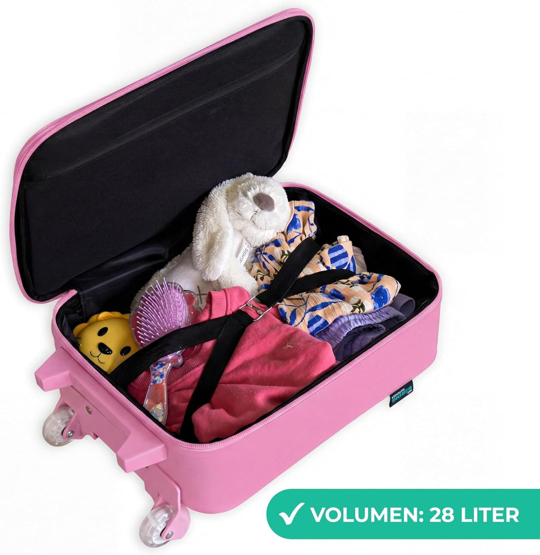 NoBoringSuitcases.com® Kinderkoffer Rosa Klein 48x31x19 cm Reisekoffer Pink Kleiner Kinder Koffer mi