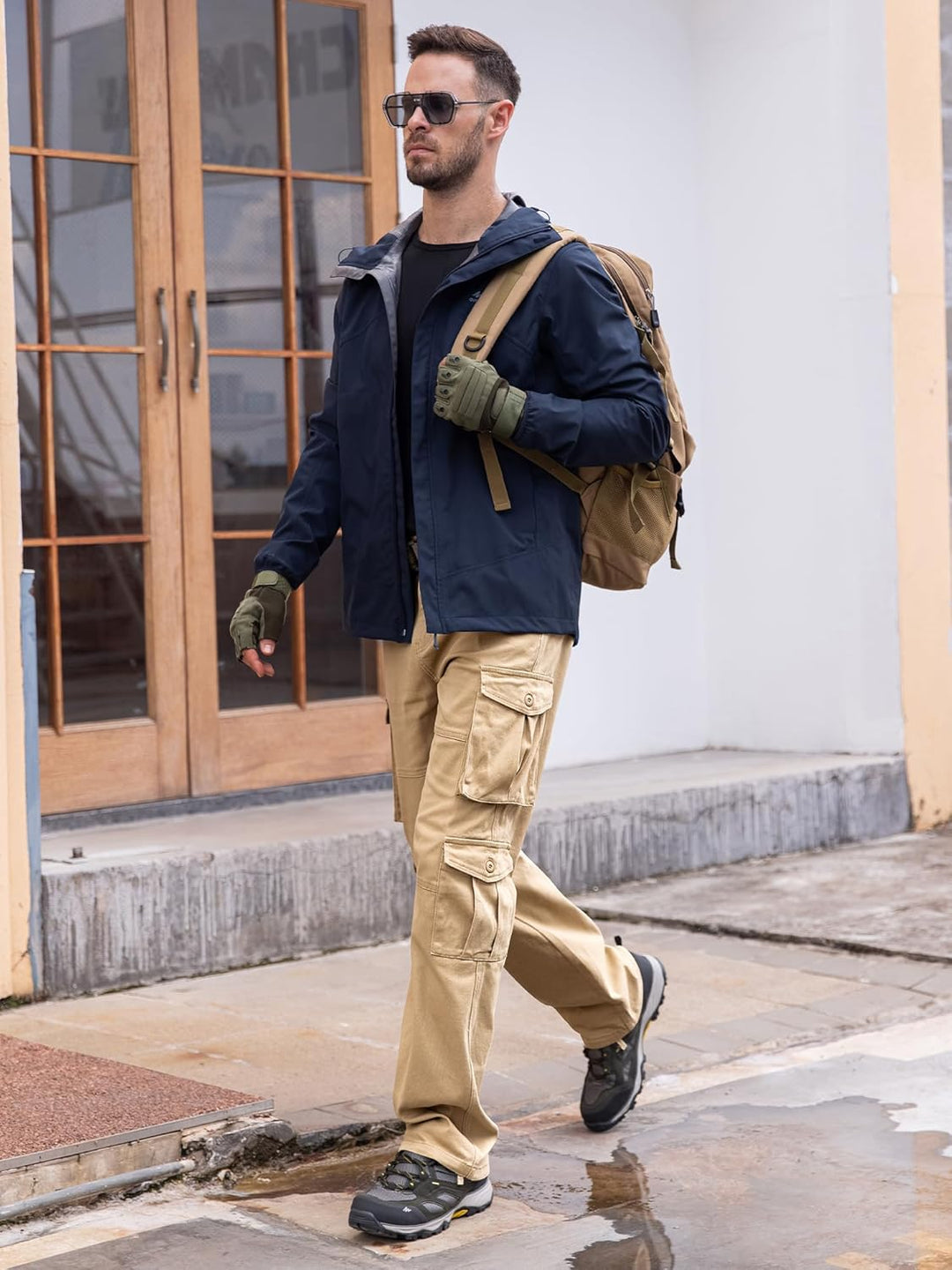 Breampot Herren Cargohose Baumwolle Baggy Chino Hosen Freizeit Outdoorhose Arbeitshose Trouser Pants