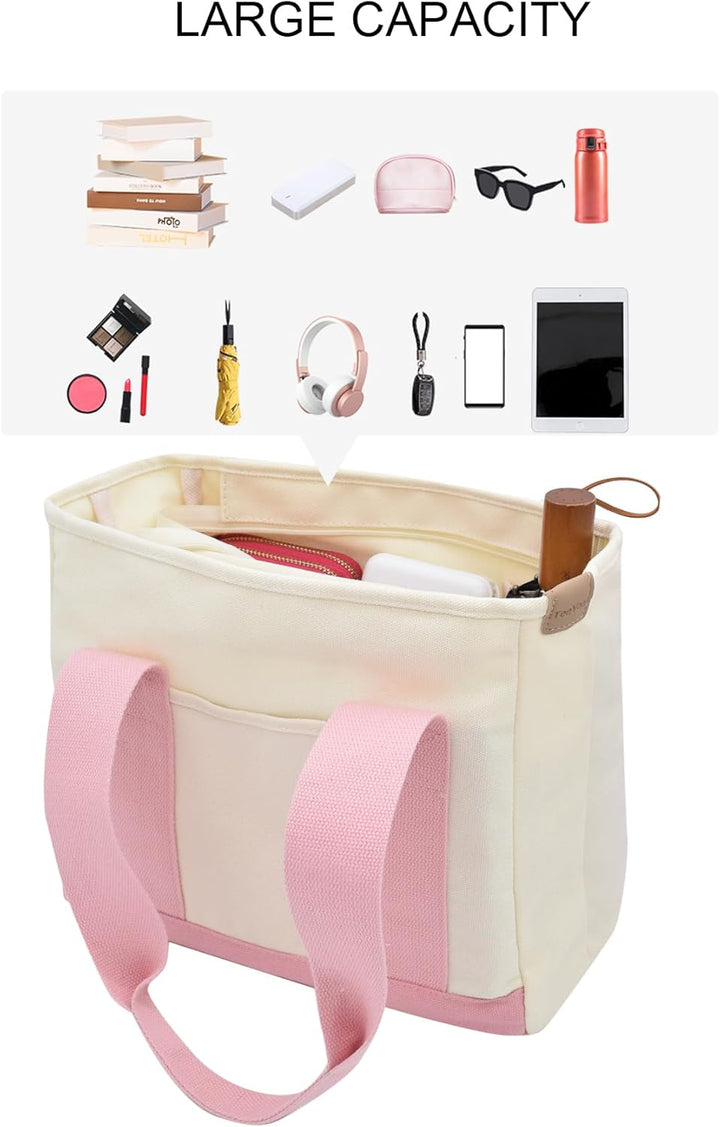 TeeYee Damen Mittelgross Handtasche Canvas Satchel Tote Bag Schultertasche Shopper für Bücher Alltag