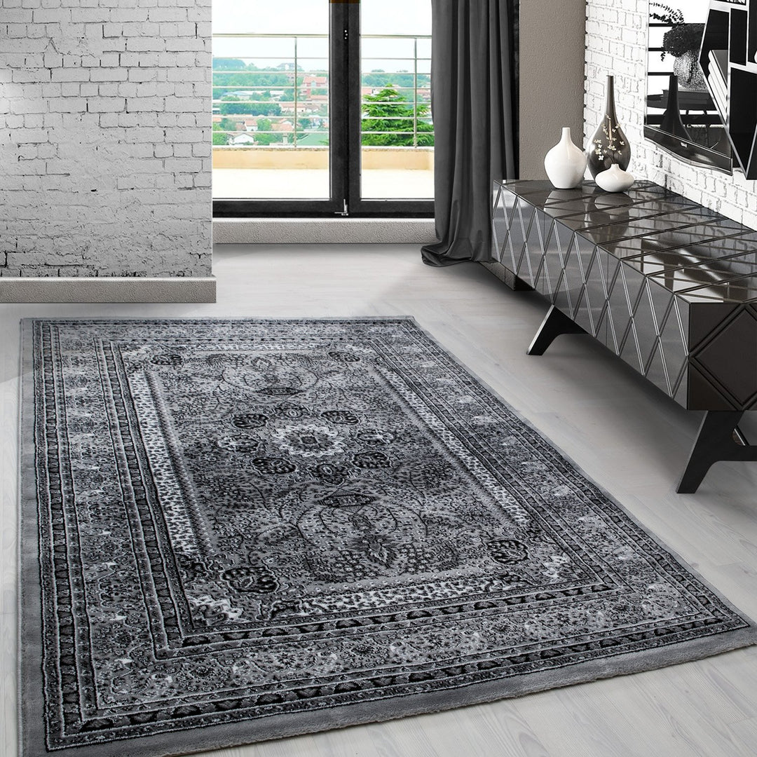 Carpetsale24 Teppich Wohnzimmer Traditioneller Orientalisch Design Grau 160 x 230 cm - Kurzflor Tepp