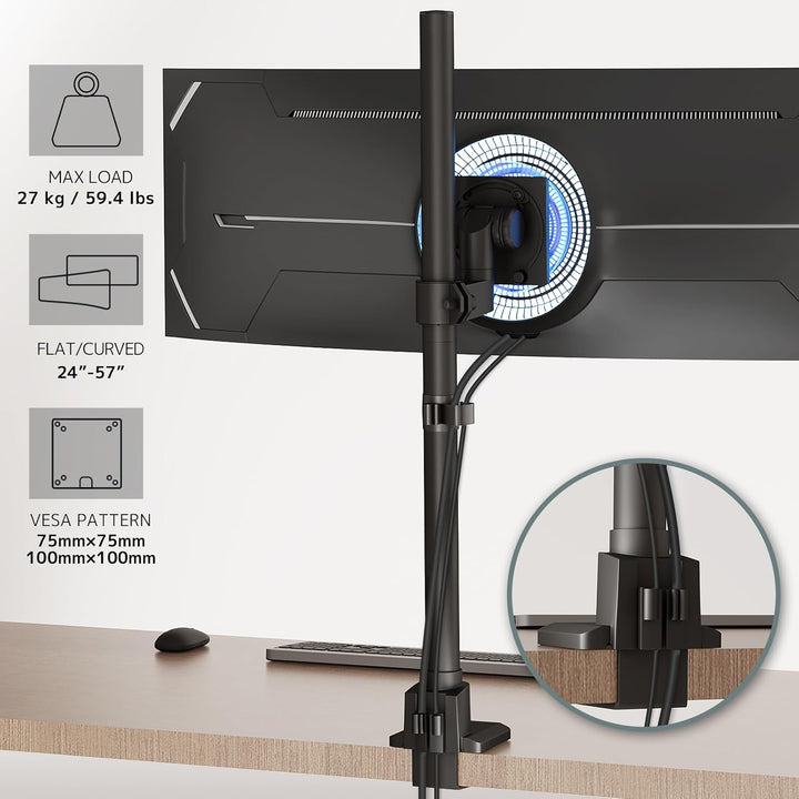Monitor Halterung 1 Monitor 24-57 Zoll - Extra Hoch Höhenverstellbar Bildschirmhalterung, Monitor St