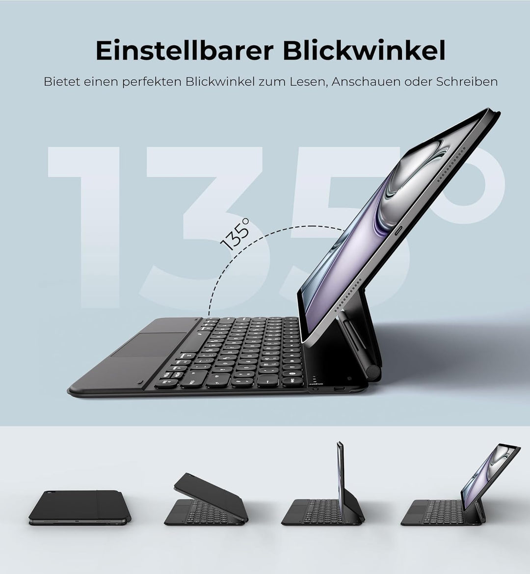 Dracool für iPad Air 13 Zoll Tastatur 2024, für iPad Pro 12.9 Hülle mit Tastatur (6./5./4./3.) Gen m