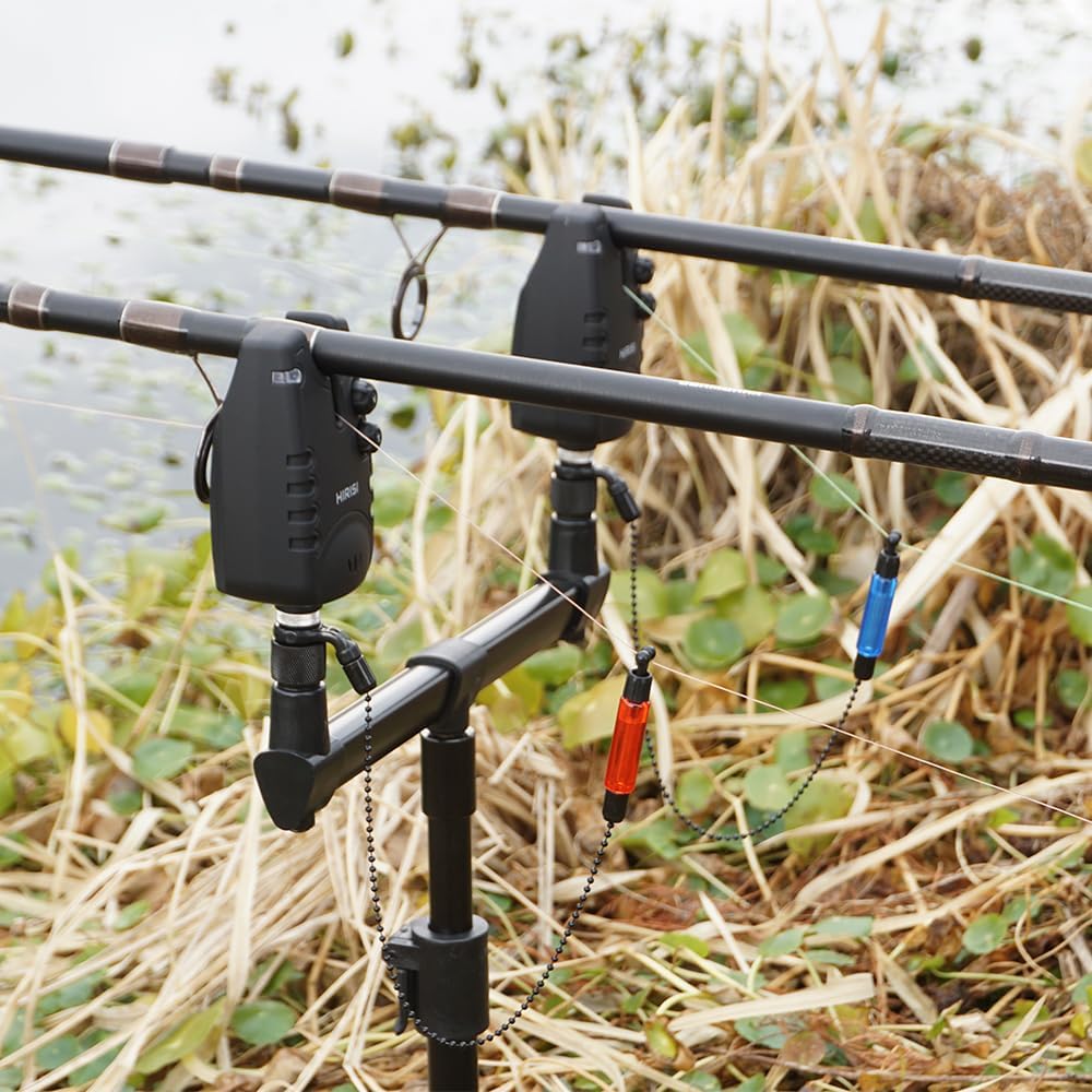 Hirisi Tackle Drahtloses Karpfenangeln Bissanzeiger Set 4+1Wasserdichtes Angelzubehör Bissanzeiger m