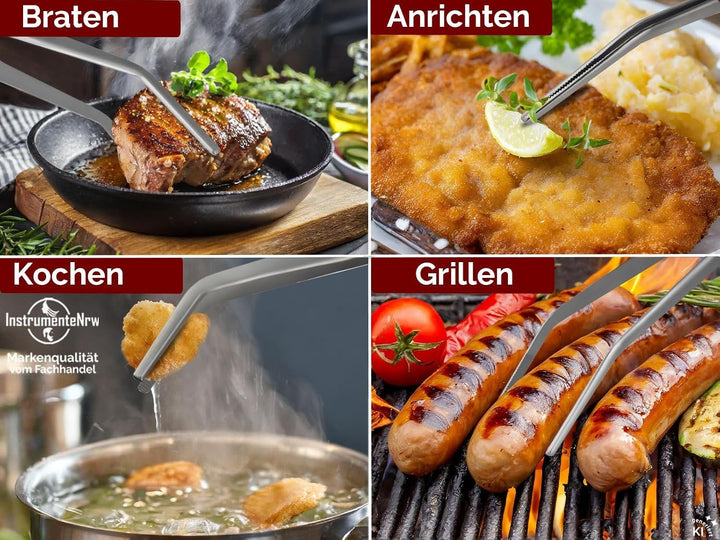 InstrumenteNrw Premium Küchenpinzette | Grillpinzette | Kochpinzette | Pinzette Edelstahl | Gourmet-