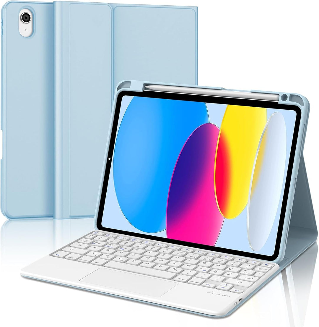 IVEOPPE Hülle mit Tastatur für iPad A16 11 Generation 2025/10 Generation 2022, Bluetooth Magnetische