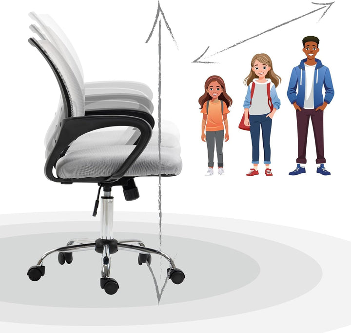 SVITA Cydney Kinder Schreibtischstuhl Bürostuhl Netzbezug Drehstuhl Stuhl Schreibtisch (Grau), Grau