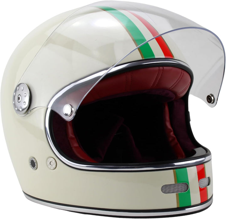 F656 Vintage Retro Full Face Motorcycle Helmets - Fibreglass Motorbike Helmets ECE Approved Crash He